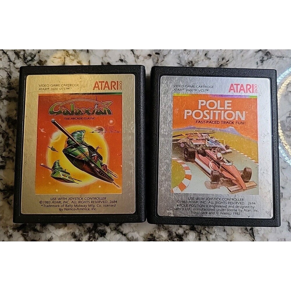Vintage 1983 Pole Position & Galaxian Atari Video Game Cartridges Arcade 2600